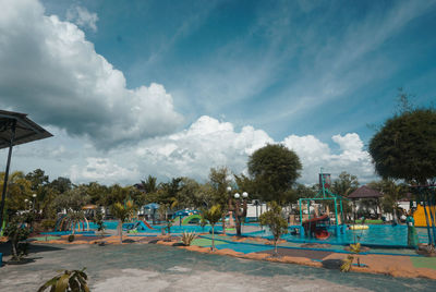Panoramic view of people on sunny day