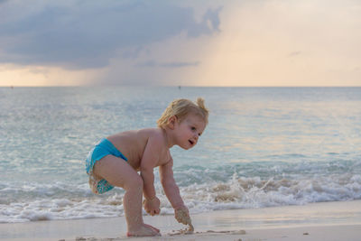 Full length of child on beach