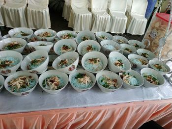 High angle view of food on table