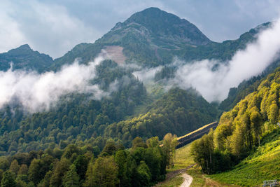 Scenic view of mountains against sky