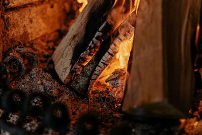Close-up of fireplace