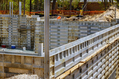 High angle view of construction site in building