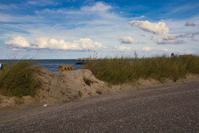 Scenic view of beach against sky