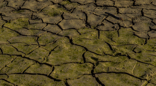 High angle view of cracked land