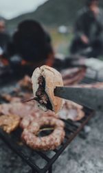 High angle view of rusty metal on wood