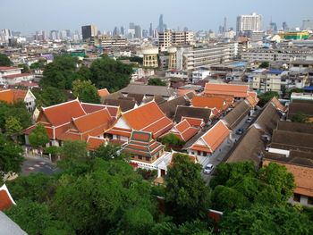 High angle view of residential district