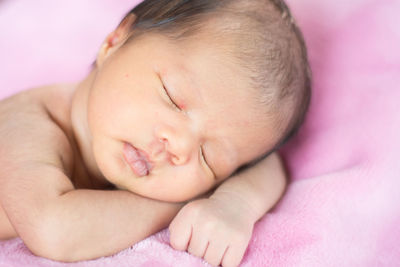 Close-up of baby sleeping