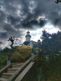 View of lighthouse against cloudy sky