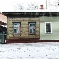 House against sky during winter