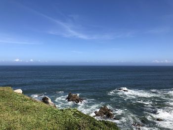 Scenic view of sea against sky at pacific ocean coast.