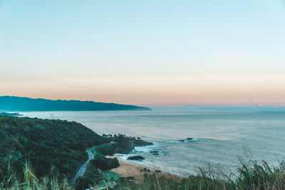 Scenic view of sea against clear sky