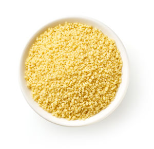 High angle view of breakfast in bowl against white background