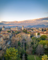 High angle view of townscape against sky