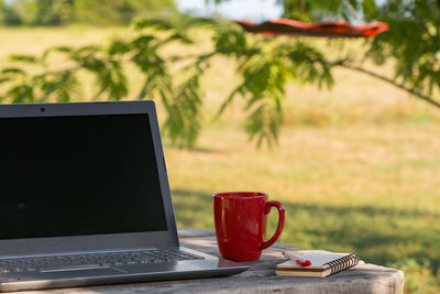 Coffee cup on table