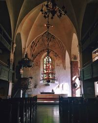 Low angle view of illuminated ceiling