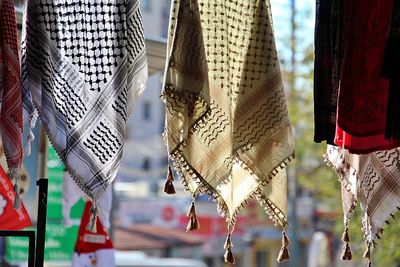 Scarves hanging for sale at market