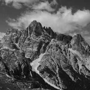 Low angle view of rock formation against sky