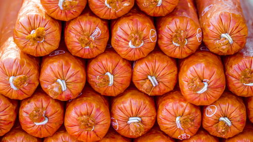 Full frame shot of pumpkins at market