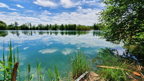 Scenic view of lake against sky