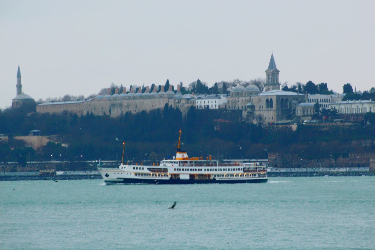 architecture, building exterior, built structure, sky, water, building, nautical vessel, nature, waterfront, clear sky, city, sea, travel, day, transportation, travel destinations, place of worship, no people, religion, outdoors, passenger craft, sailboat, cruise ship