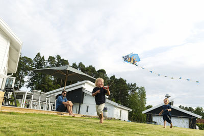 Children flying kite