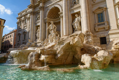 Fountain in front of historic building