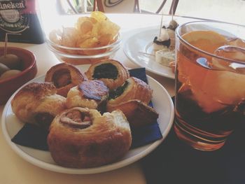 Close-up of dessert in plate on table