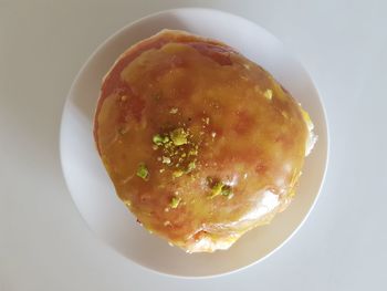 High angle view of bread in plate