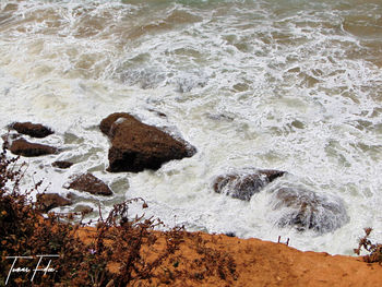 High angle view of beach