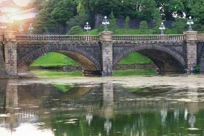 Arch bridge over river