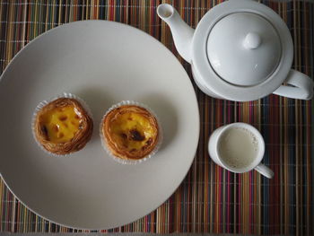 Directly above shot of tea served on table