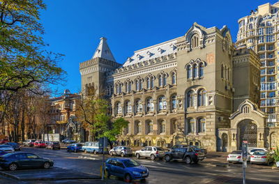 Palace of culture for students in odessa, ukraine, on a sunny autumn day