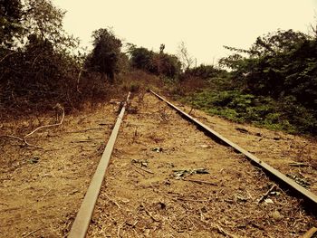 Railroad tracks on railroad track