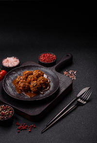 High angle view of food on table