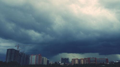 Storm clouds over city