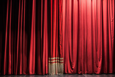 Full frame shot of closed red curtain