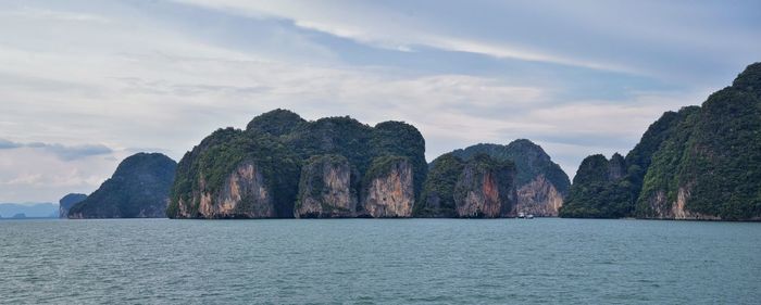 Island ocean tropical forest views near phi phi, ko rang yai, ko li pe phuket thailand asia.