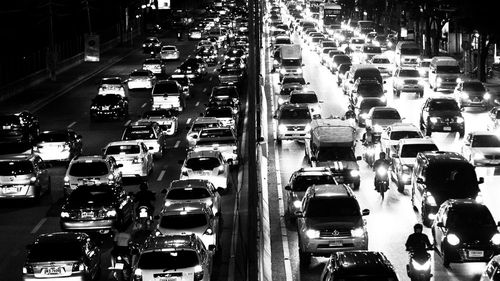 Cars on street at night