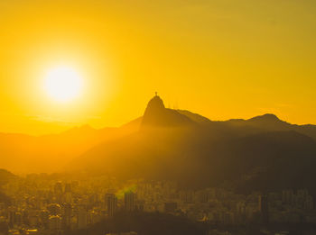 Silhouette of buildings at sunset