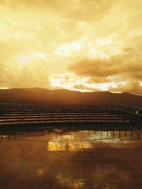 Scenic view of sea at sunset