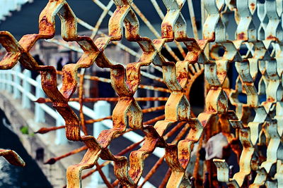 Full frame shot of rusty metal fence