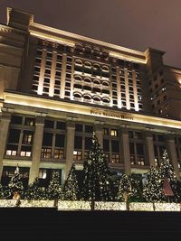 Low angle view of building at night