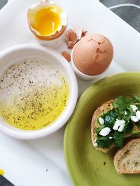 High angle view of food on table