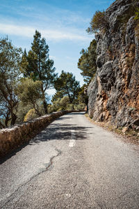 Road amidst trees against sky