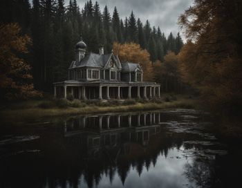 Scenic view of lake in forest