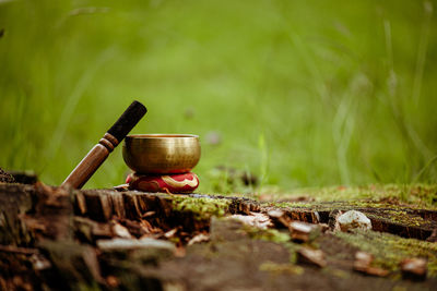 Close-up of meditation instruments 