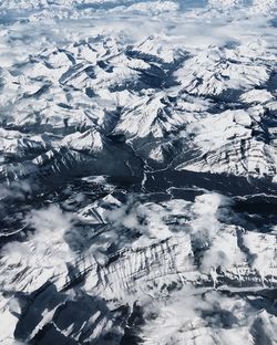 Aerial view of snowcapped mountains