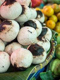 High angle view of fruits for sale at market stall