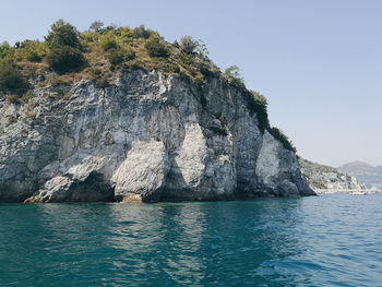 Scenic view of sea against clear sky