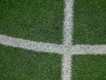 High angle view of markings on soccer field